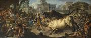 Jean Francois de troy Jason taming the bulls of Aeetes oil on canvas